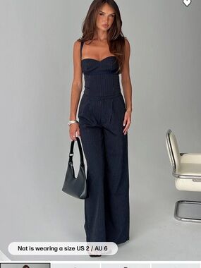 Never worn Pinstripe Navy Wide-Leg 2 piece set